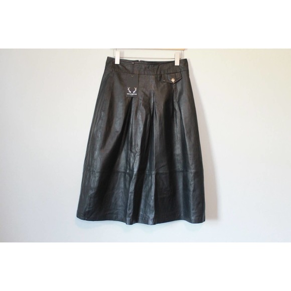 NWT Bod & Christensen Soft Leather Sissy Midi Skirt Black Women's Size 12 H14127 - Picture 2 of 12